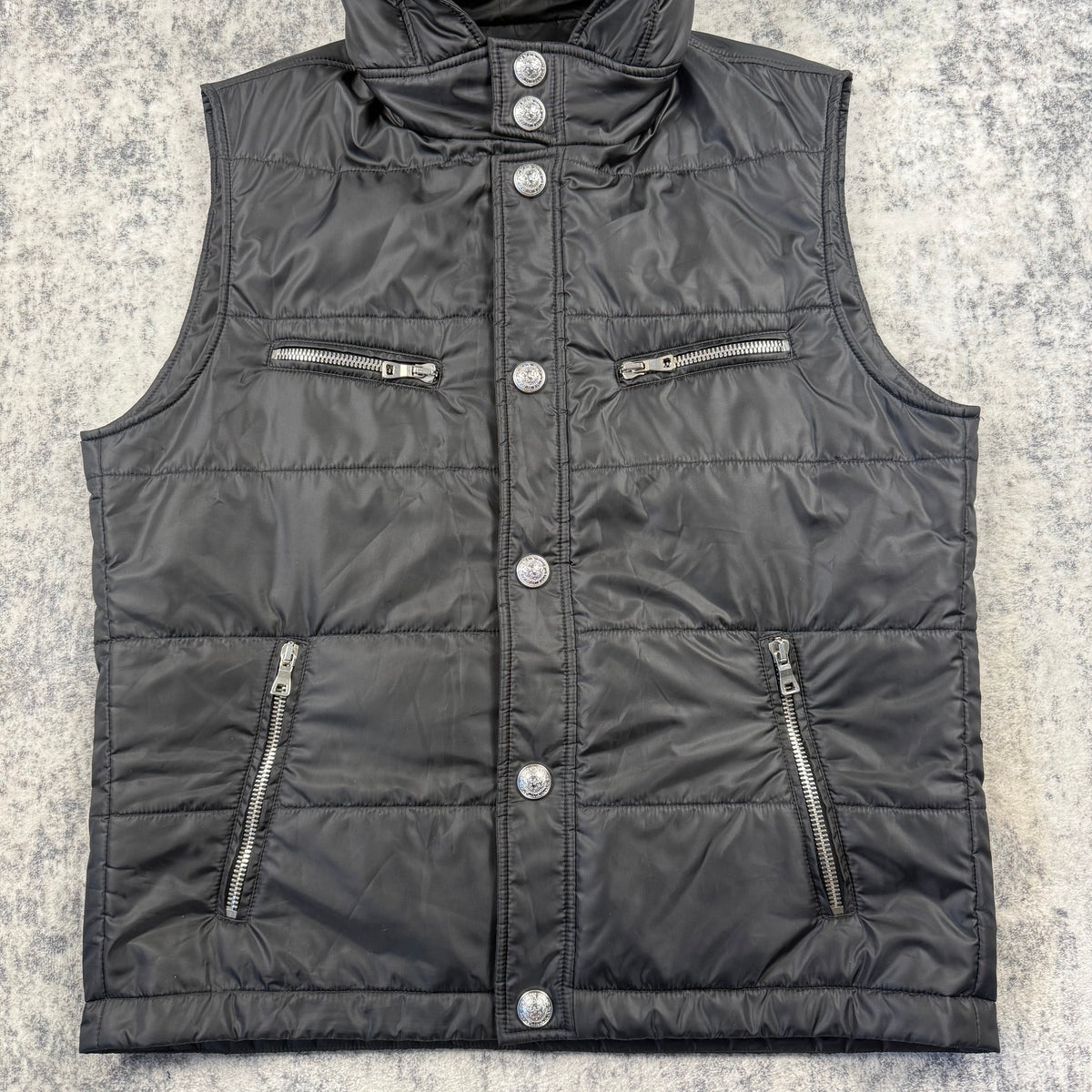 Balmain Padded Quilted Shell Hooded ‘Black’ Gilet