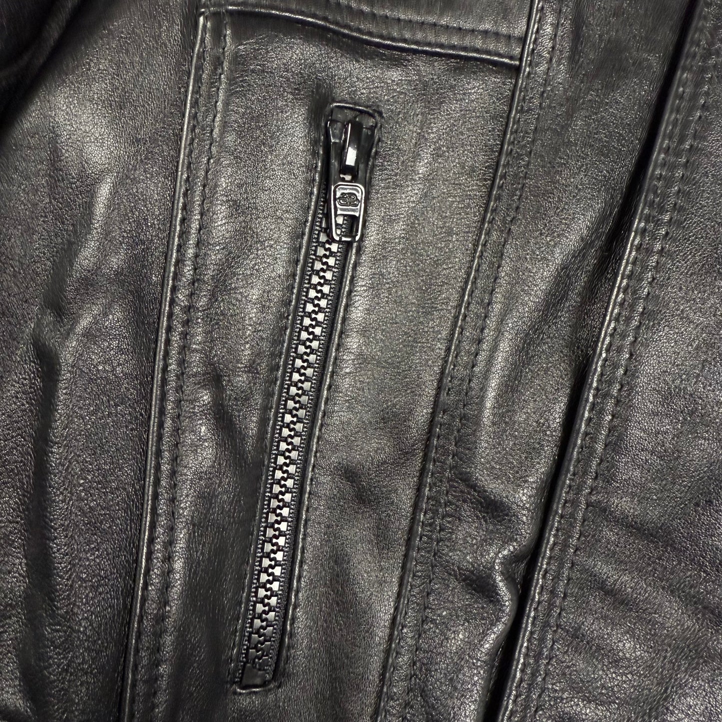 Balenciaga SS23 Leather Interlock Logo Biker Jacket