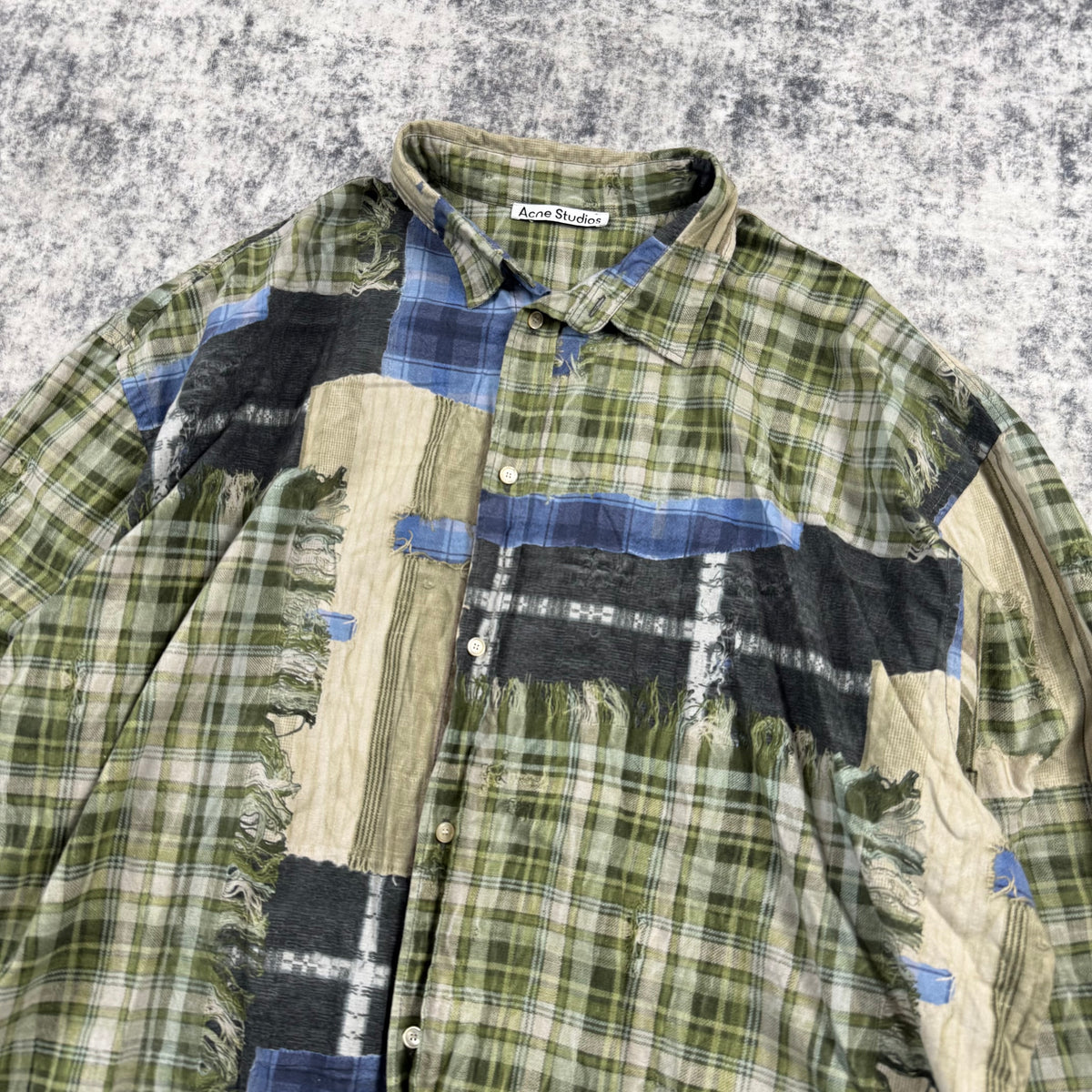 ACNE STUDIOS Cotton Patchwork Printed Button Up Shirt