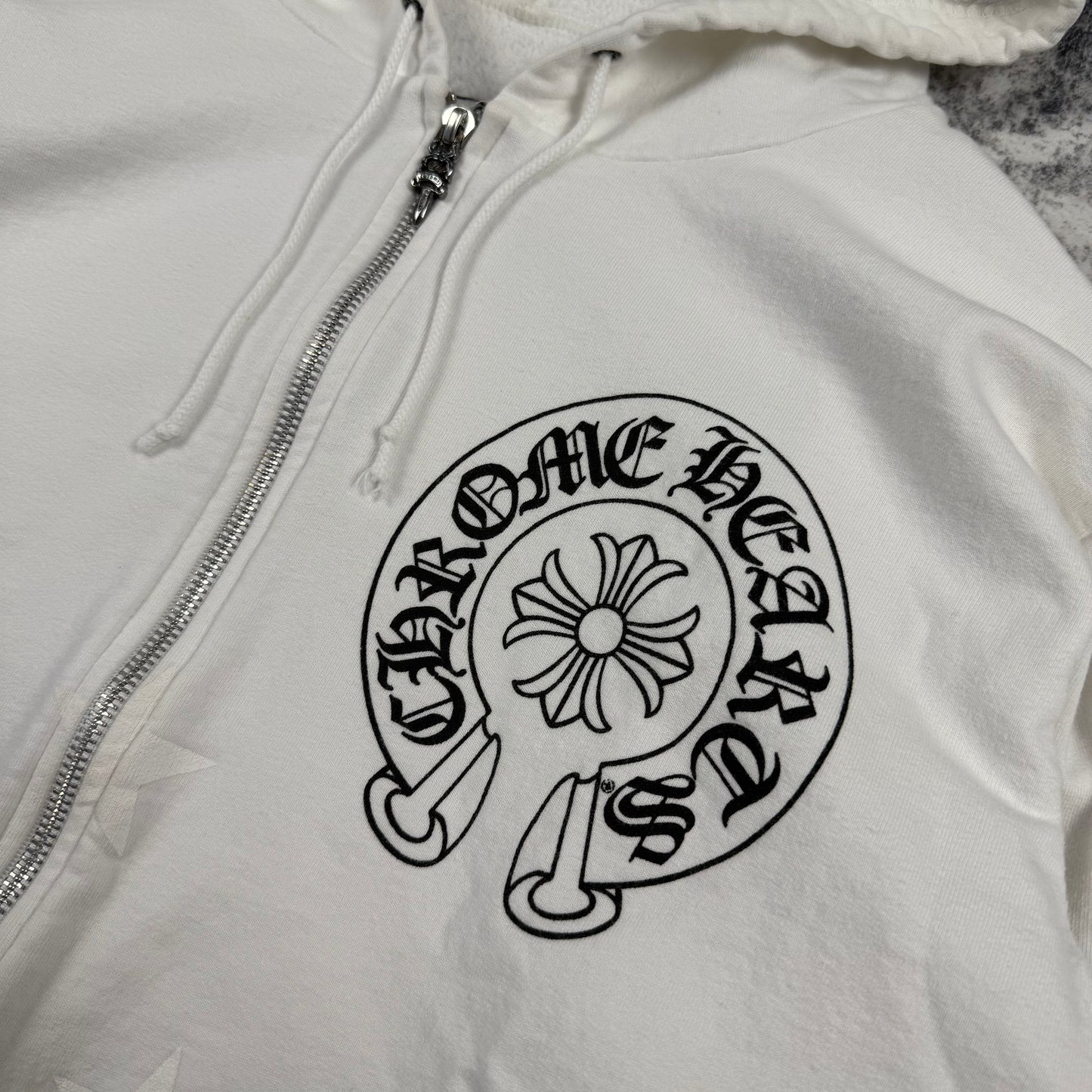 Chrome Hearts Vintage Horseshoe ‘White’ Zip Hoodie