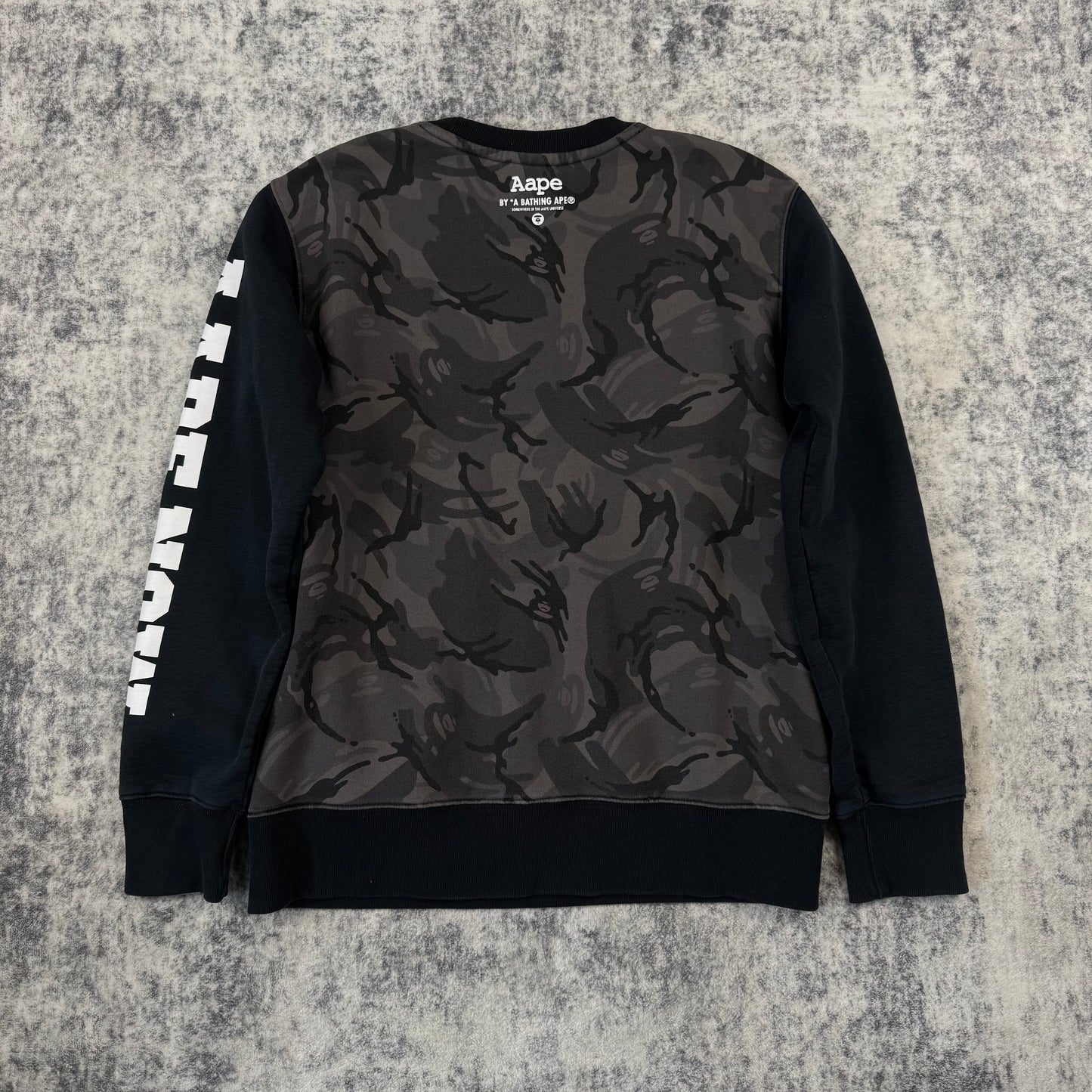 AAPE by A Bathing Ape Rhinestone Moon Face ʼBlack’ Crewneck