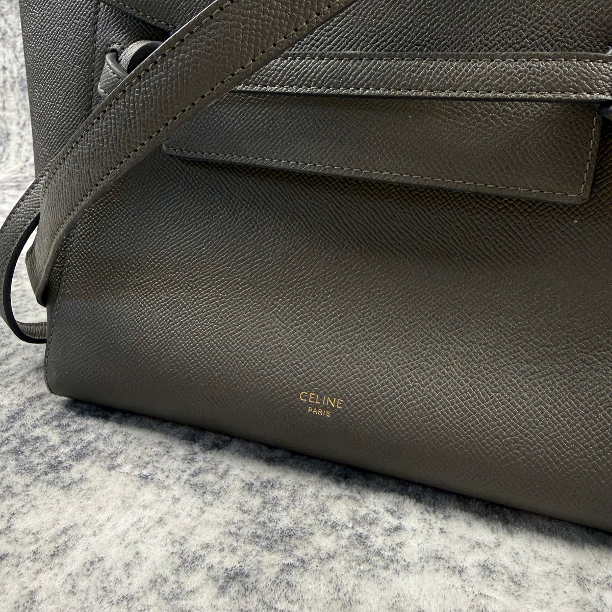 Celine Micro Belt Bag in Grey Grained Calfskin