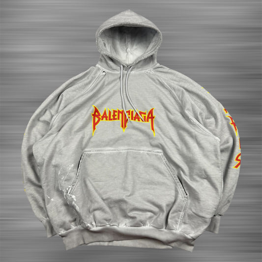 Balenciaga Metal Logo Distressed ‘White’ Hoodie