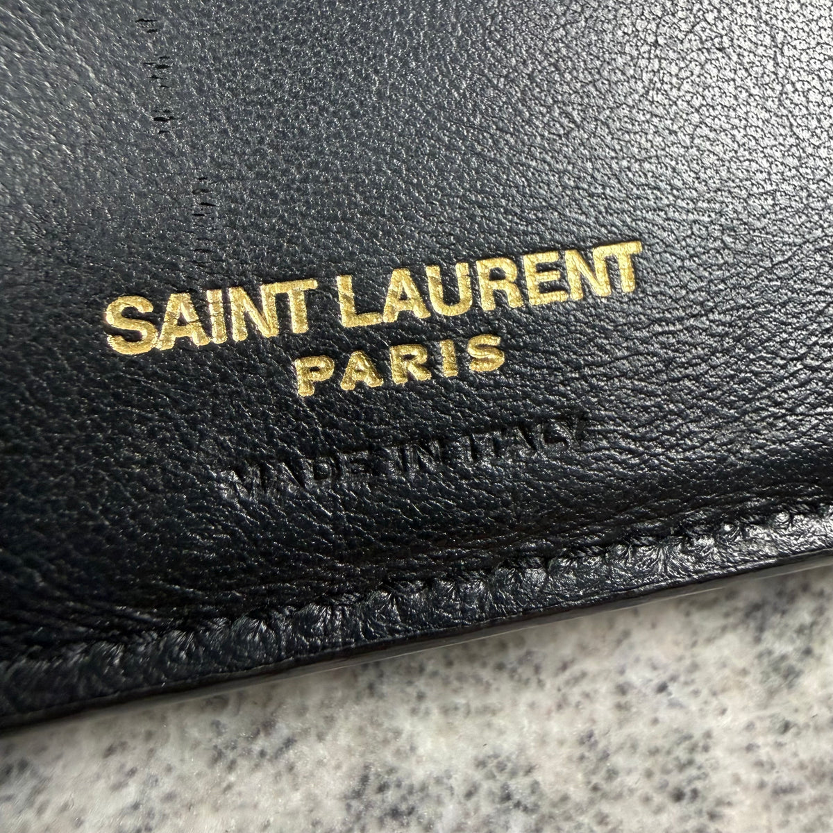 Saint Laurent Croc Embossed Leather Long Wallet