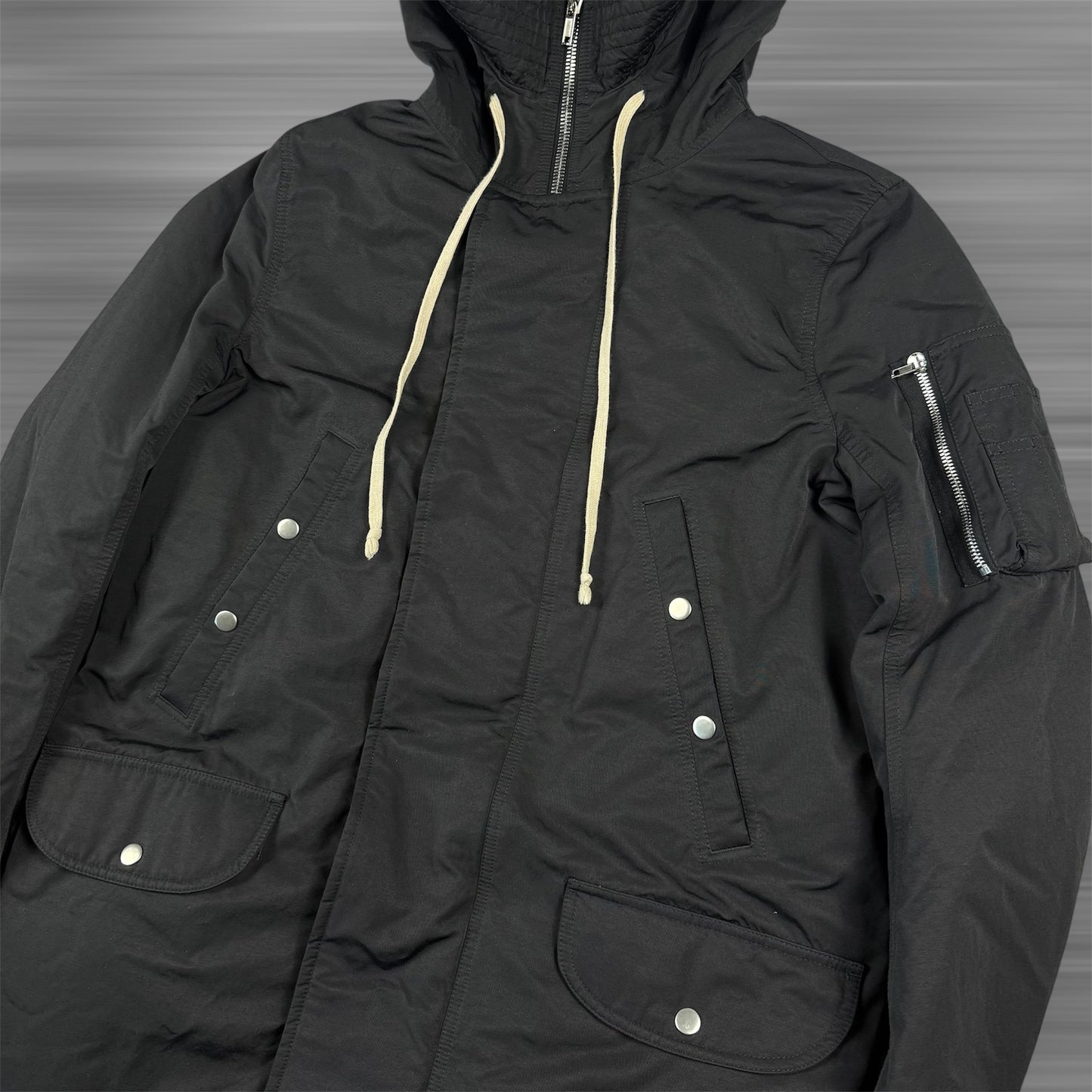 Rick Owens DRKSHDHW Black Hooded Long Heavy Parka