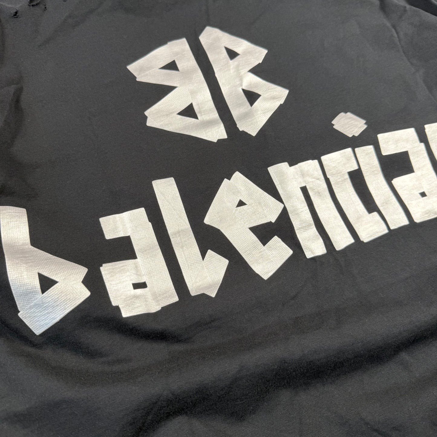 Balenciaga Tape Distressed Black T-Shirt