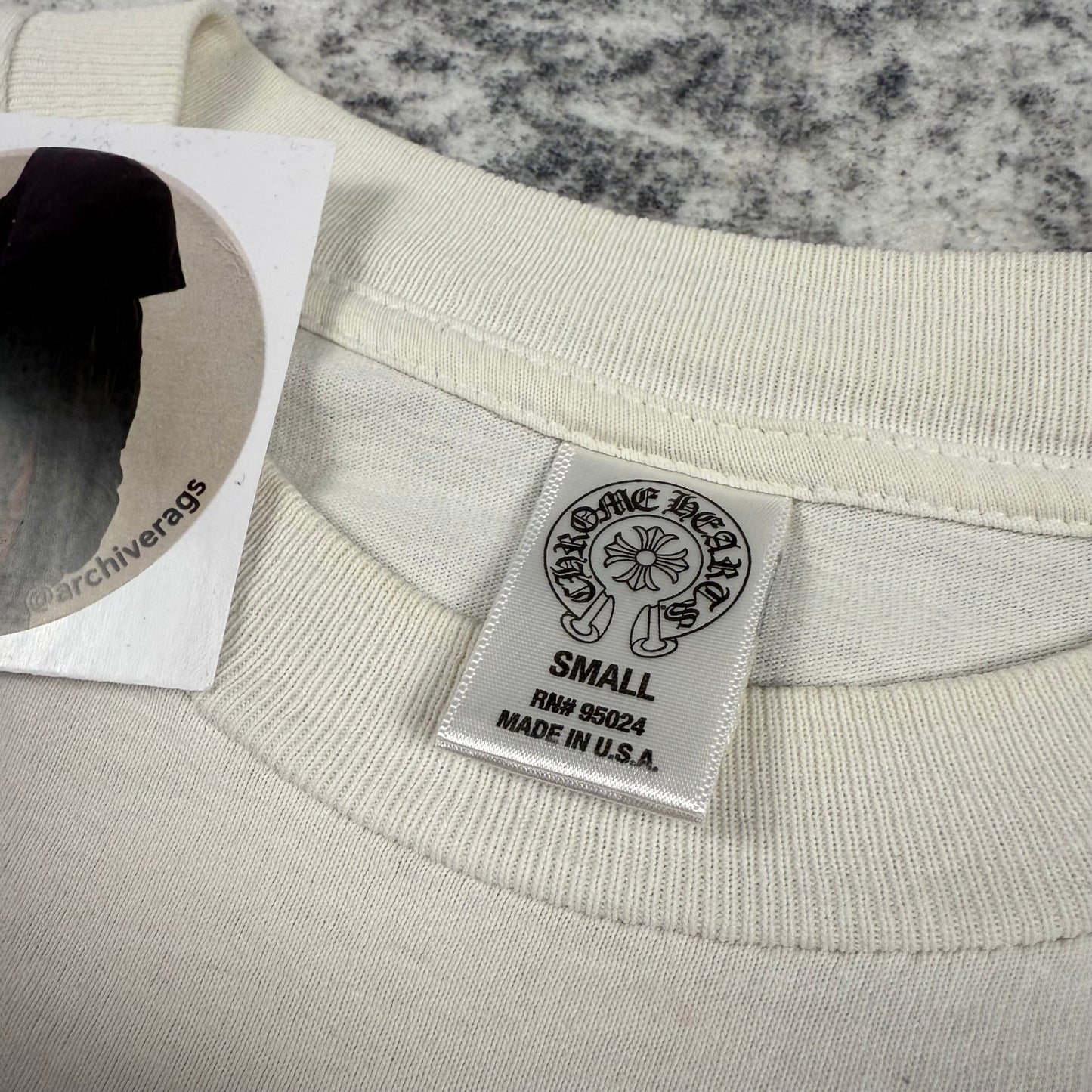 Chrome Hearts Vintage Floral Horseshoe Pocket ‘White’ T-Shirt