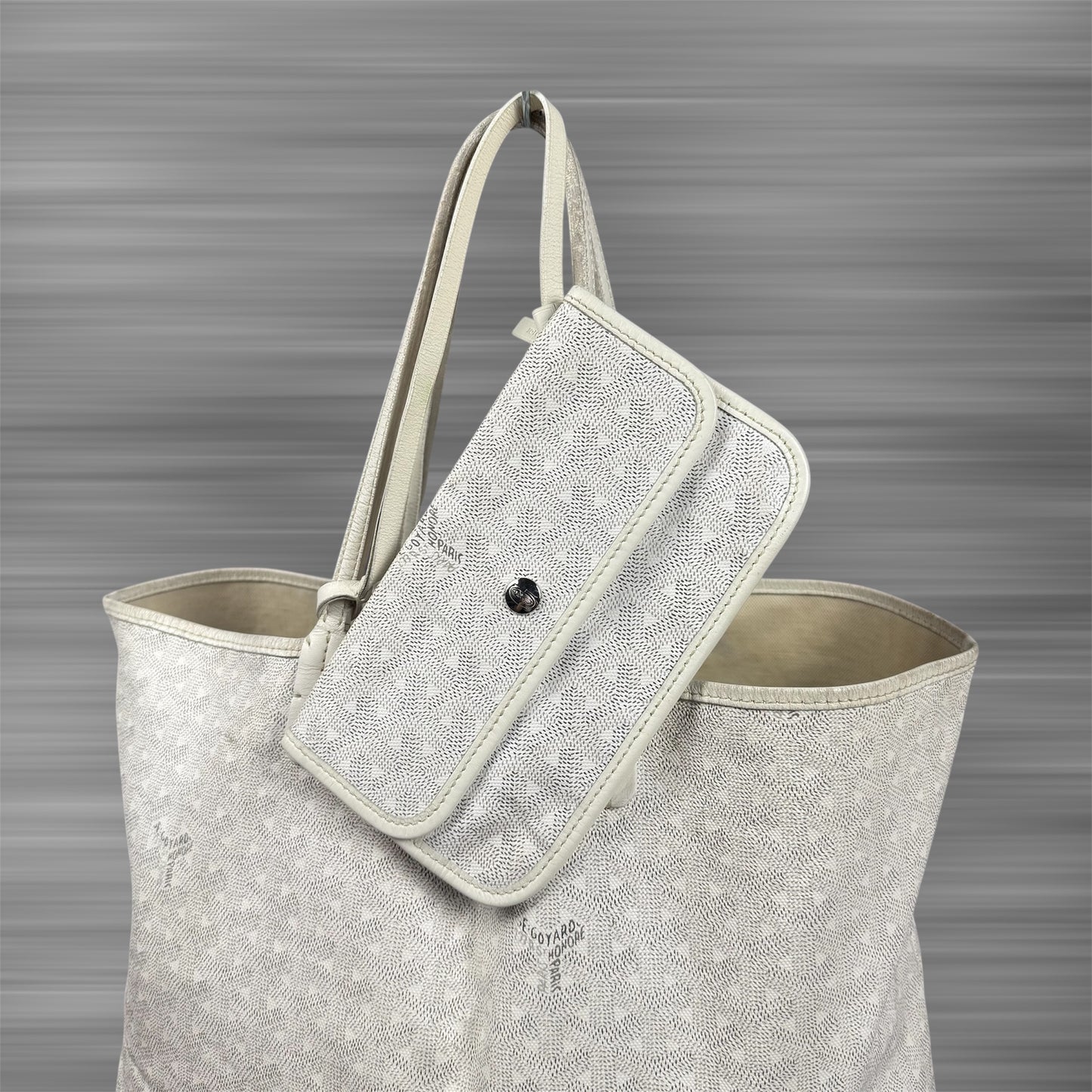 Goyard St. Louis PM Tote Bag Coated Canvas Leather White
