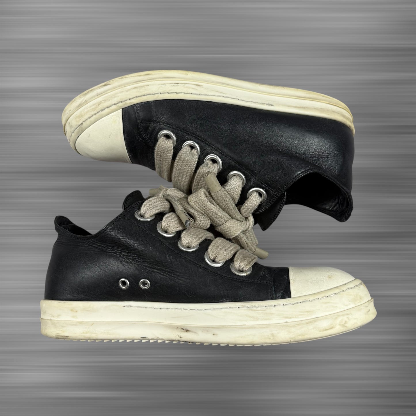 Rick Owens Jumbo Lace Leather Low 'Black Milk' Shoes