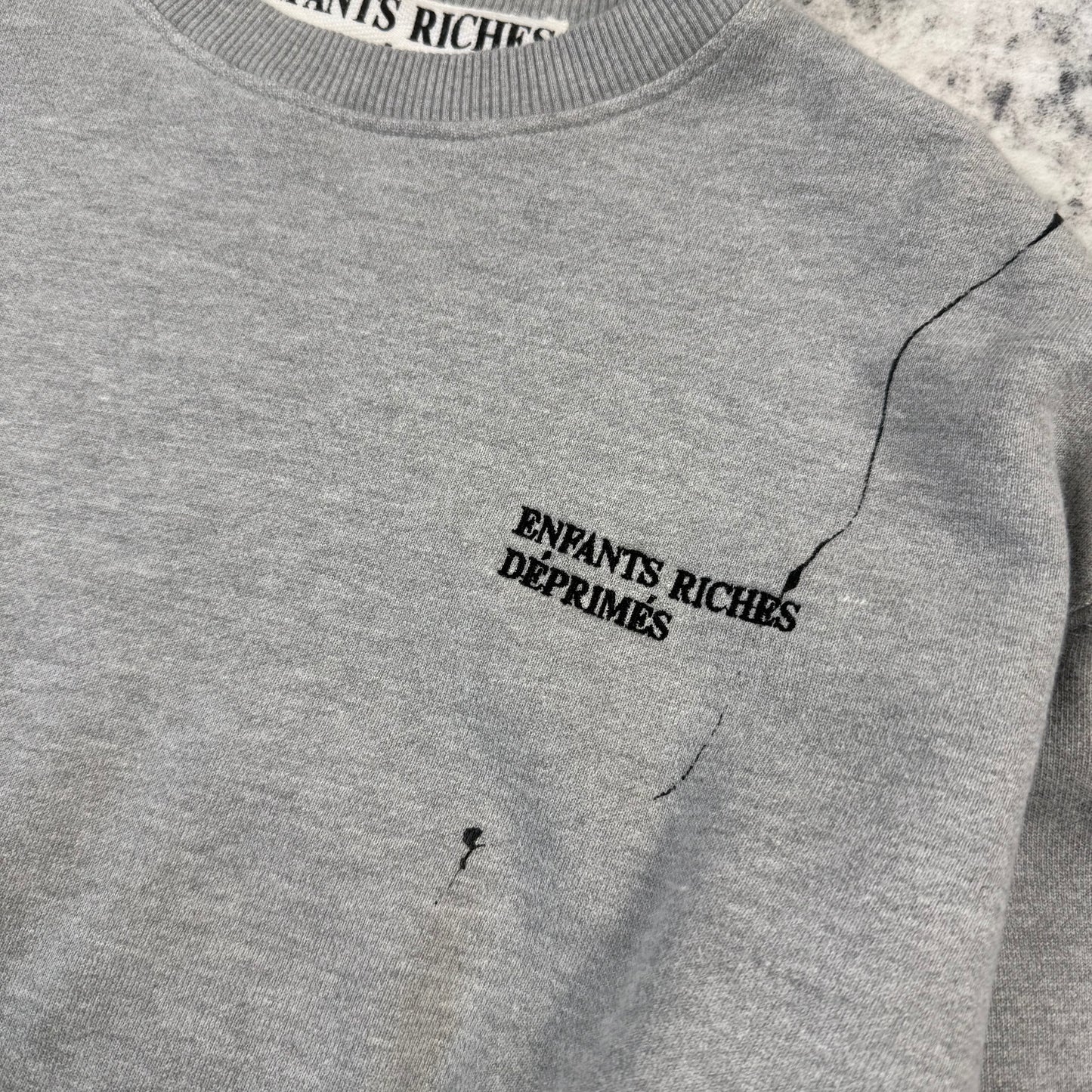 Enfants Riches Déprimés Paint Splatter Logo ʼGrey’ Crewneck