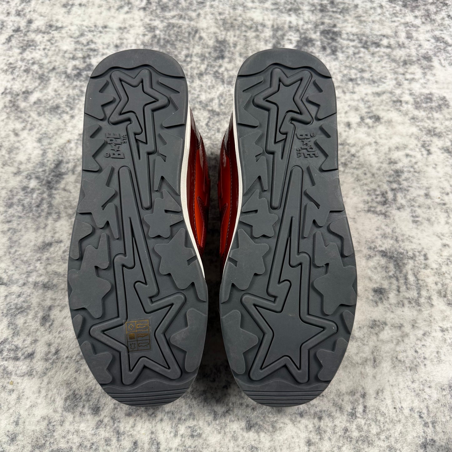 BAPE STA Red / Burgundy Patent Leather Colorblock Sneakers