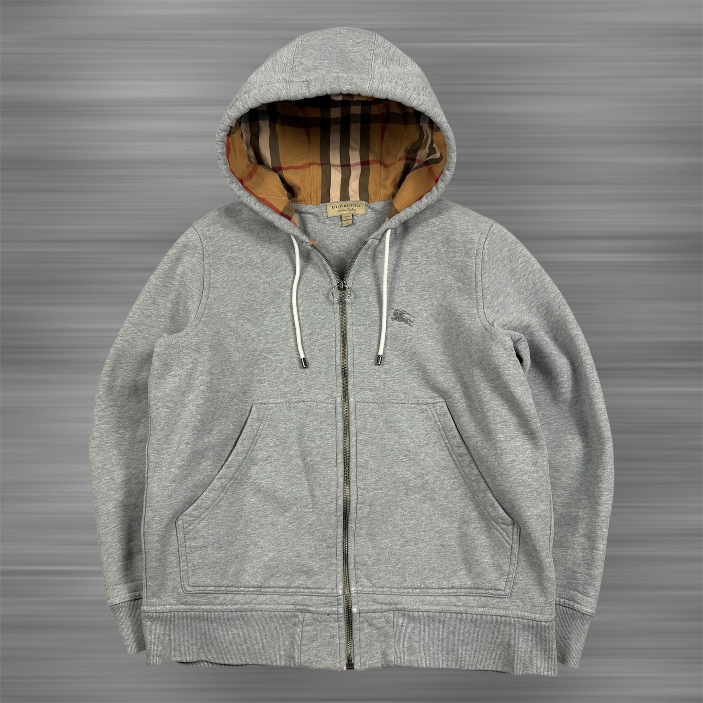 Burberry Nova Check Classic Logo ‘Gray’ Zip Up Hoodie