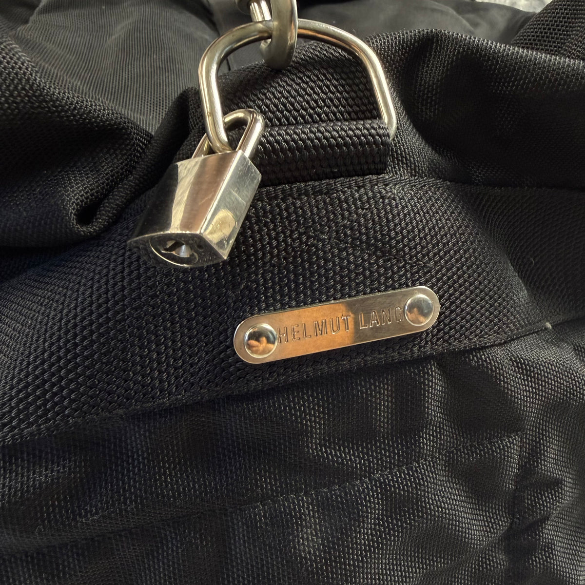 Helmut Lang 1990s Vintage Black Nylon Weekender Duffle Bag