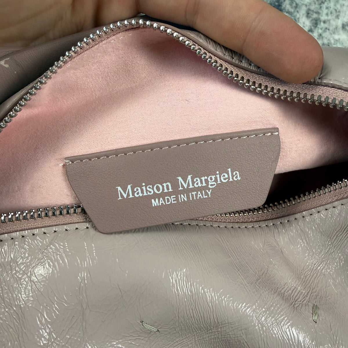 Maison Margiela Pink Glossy Leather Belt Shoulder Bag