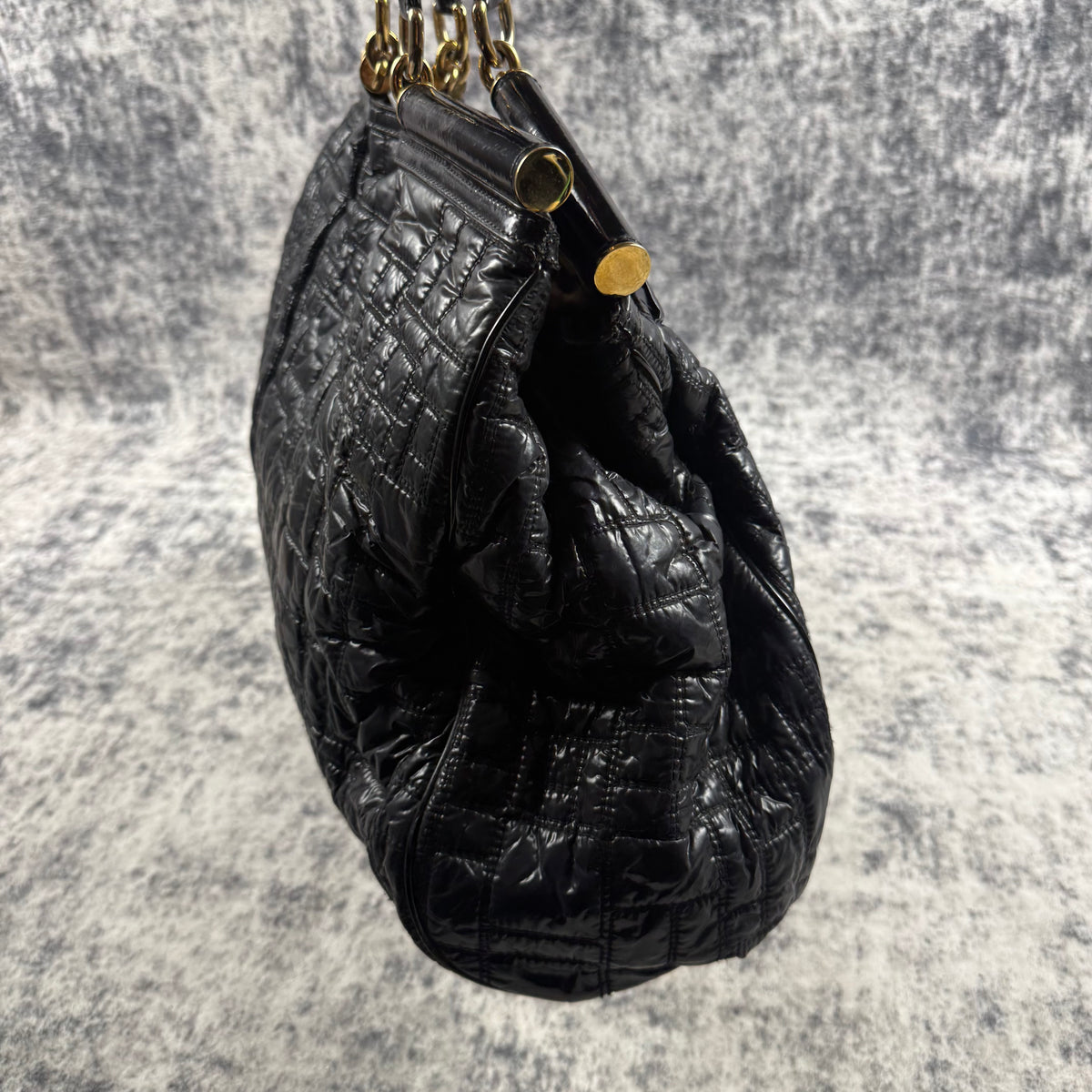 Dolce & Gabbana Miss Lexington Black Quilted Patent Nylon Tote Bag