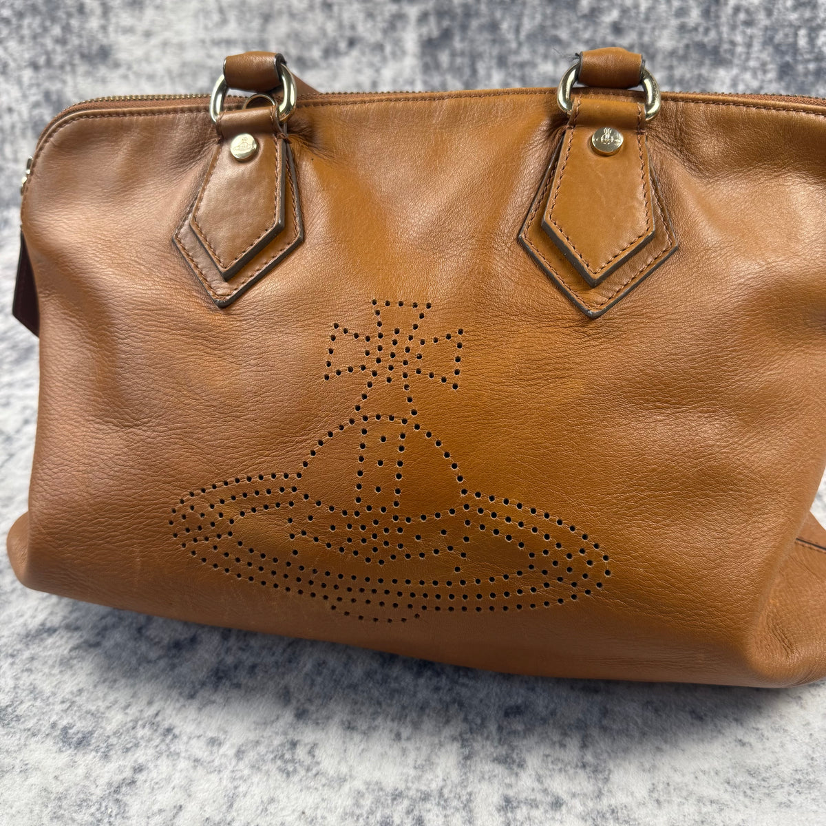 Vivienne Westwood Vintage Perforated Orb Leather Handbag