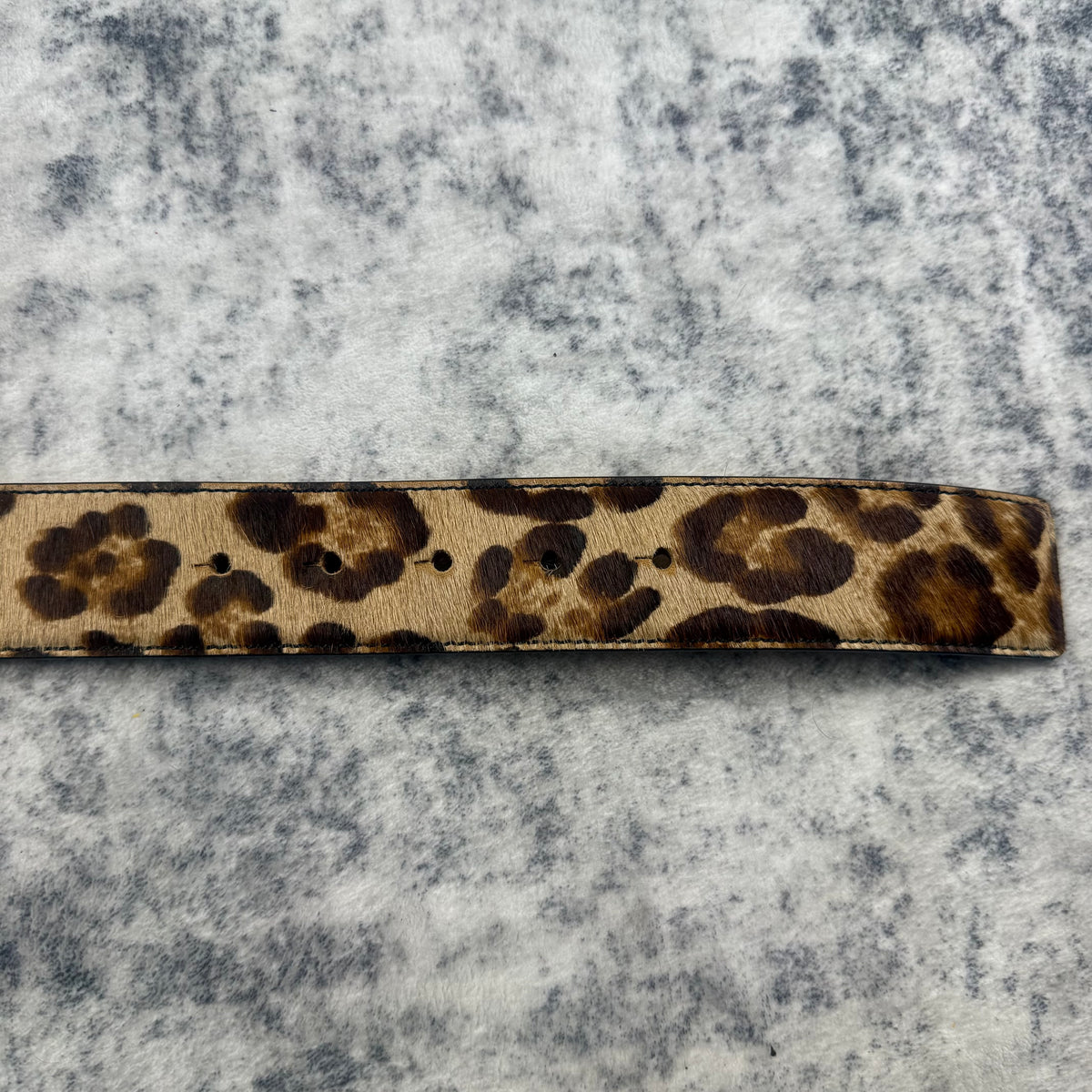 Versace Gold Medusa Leopard Print Pony Hair Belt