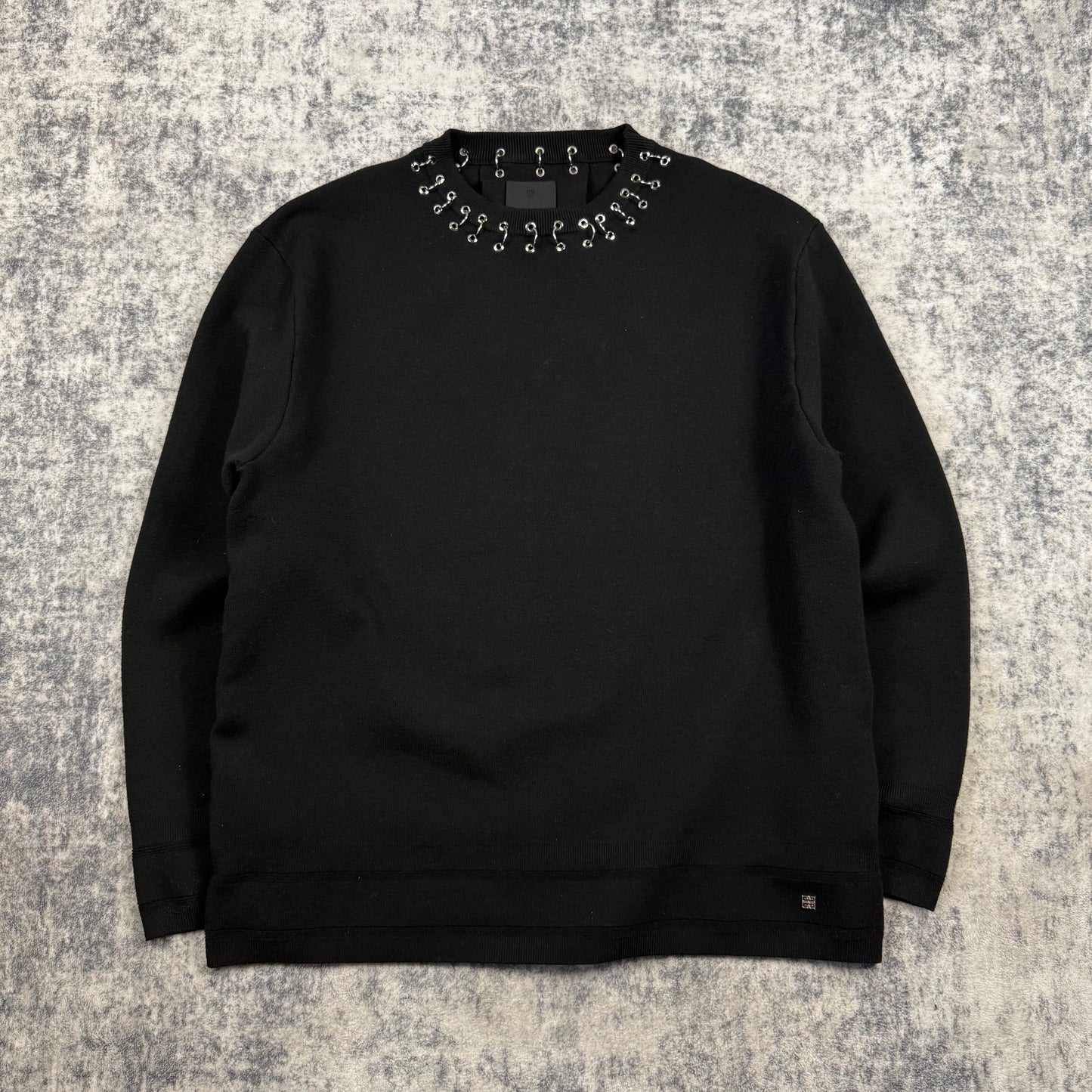 Givenchy Metallic Hoop Detail Wool Pullover Sweater 'Black Metallic'