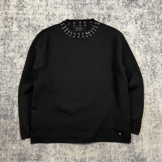 Givenchy Metallic Hoop Detail Wool Pullover Sweater 'Black Metallic'