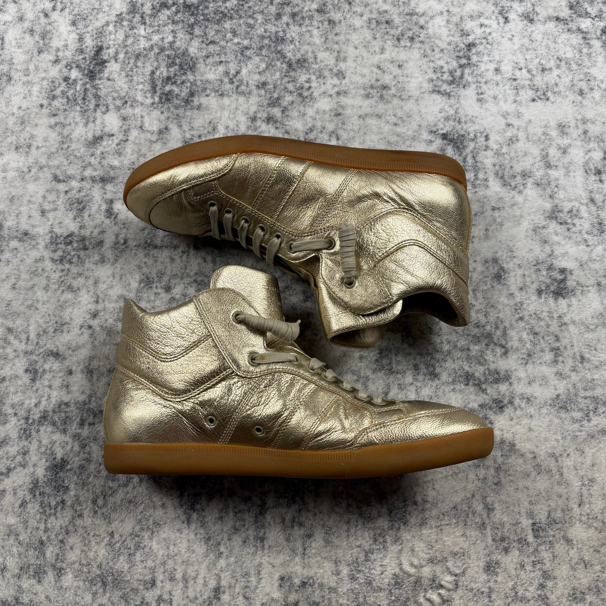 Dior Homme Hedi Slimane Era Metallic Gold Leather High Top Sneakers