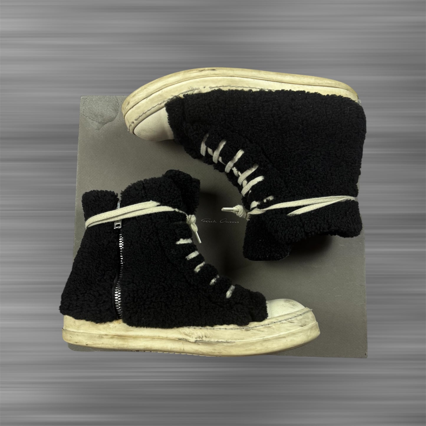 Rick Owens Sherpa Ramone Sneaker High Black Milk