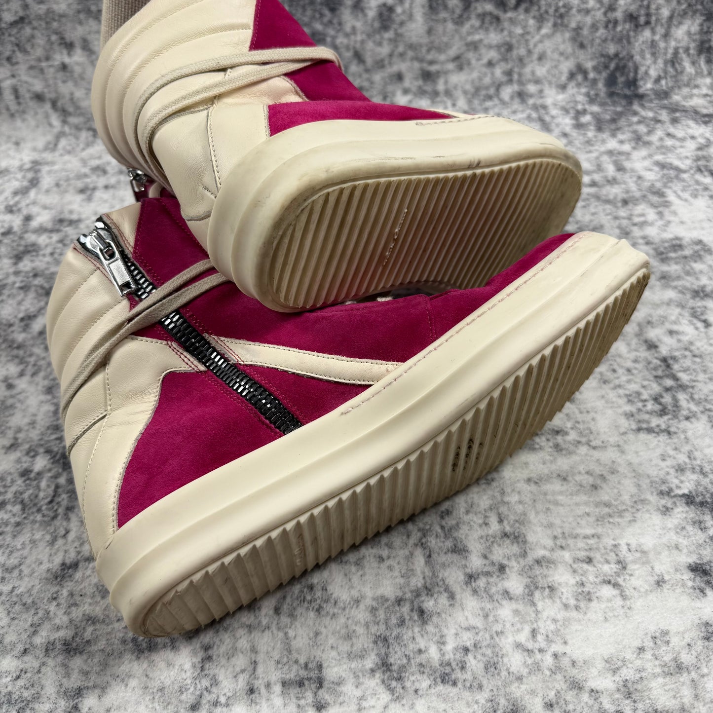 Rick Owens Pink Suede Geobaskets