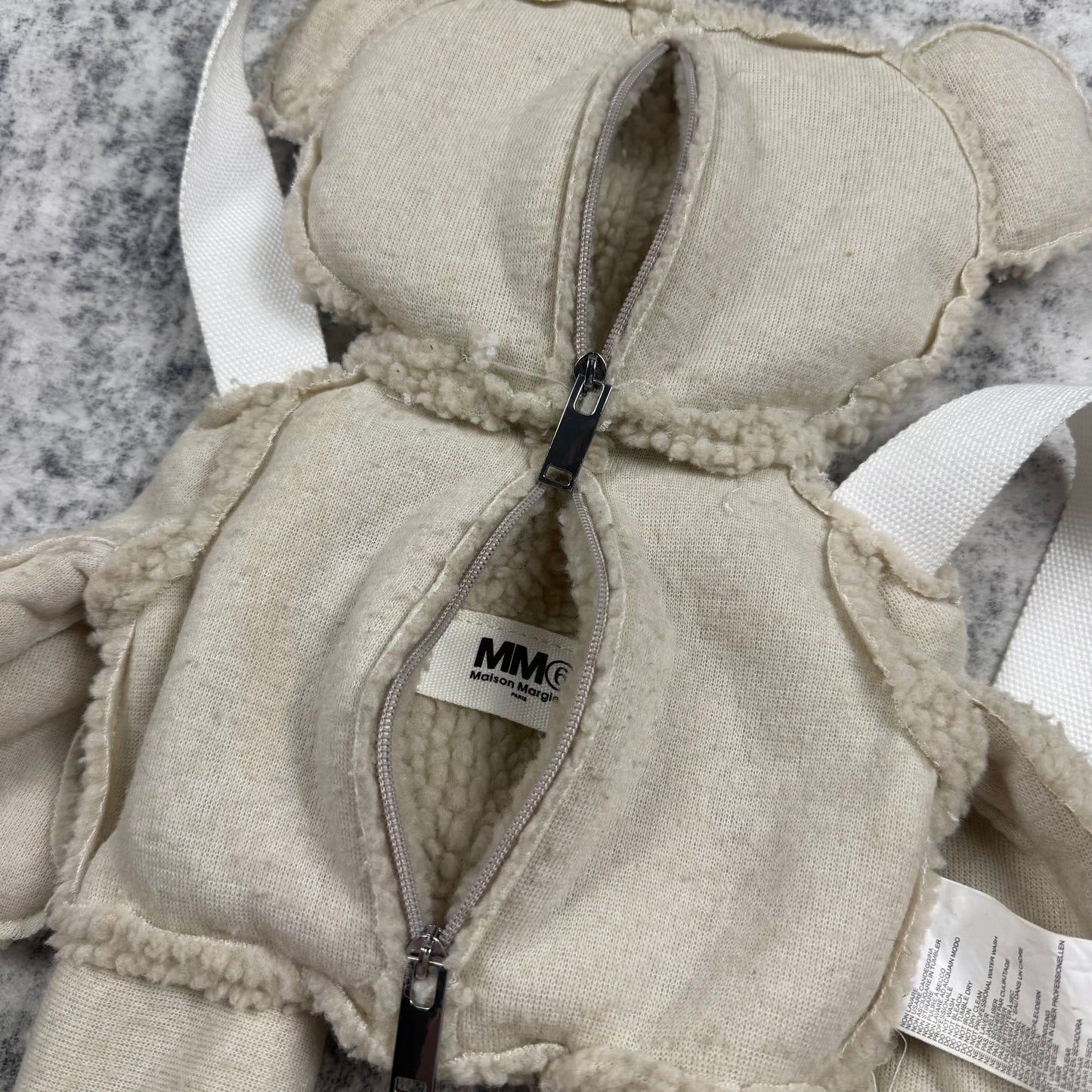 MM6 Maison Margiela Teddy Bear Faux Shearling Backpack Cream White