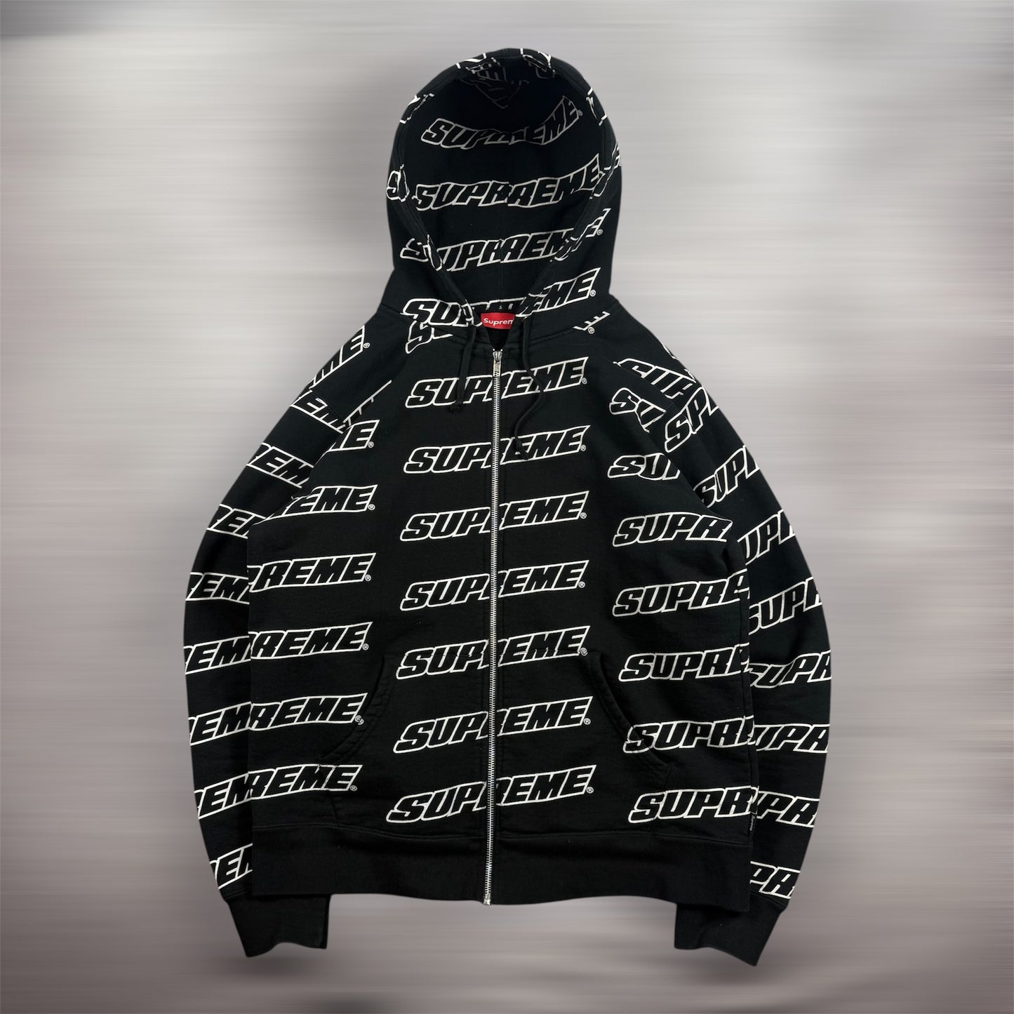 Supreme SS18 Repeat Zip Up ʼBlack’ Hoodie