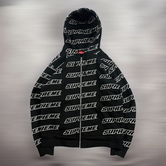 Supreme SS18 Repeat Zip Up ʼBlack’ Hoodie