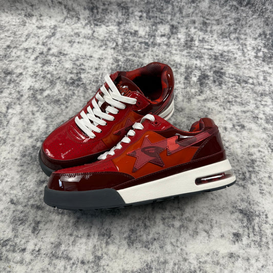 BAPE STA Red / Burgundy Patent Leather Colorblock Sneakers