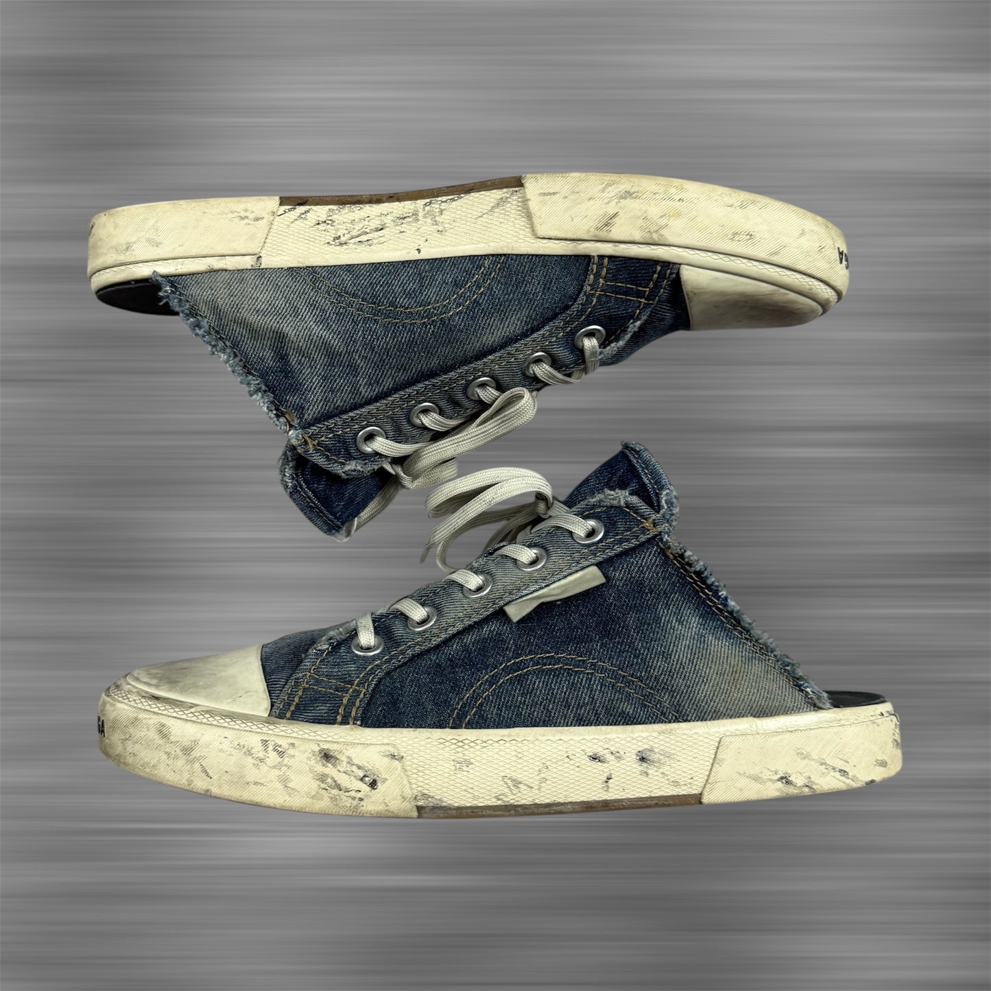 Balenciaga Mules Destroyed Denim & Rubber