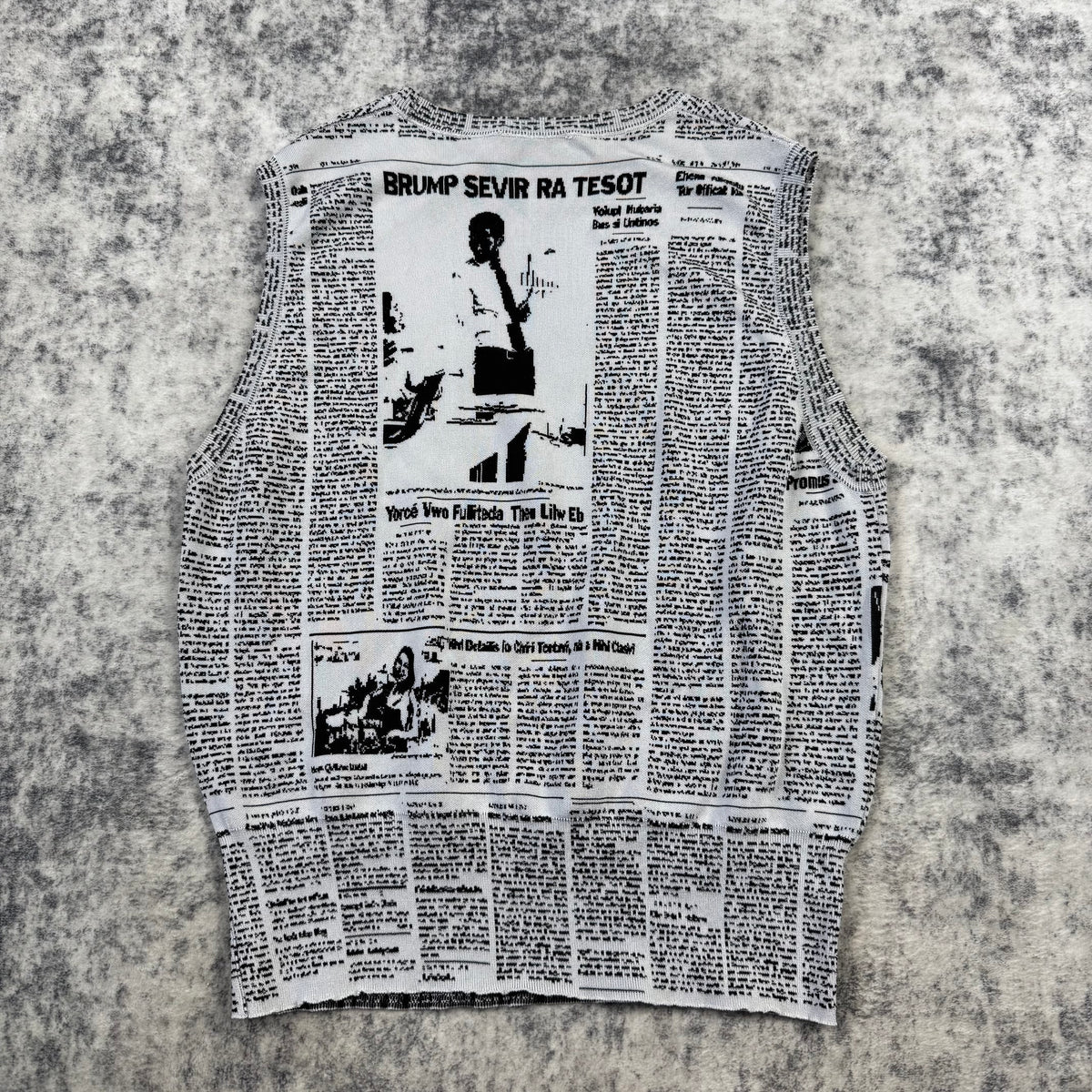 Balenciaga Newspaper Print Jacquard Knit Vest