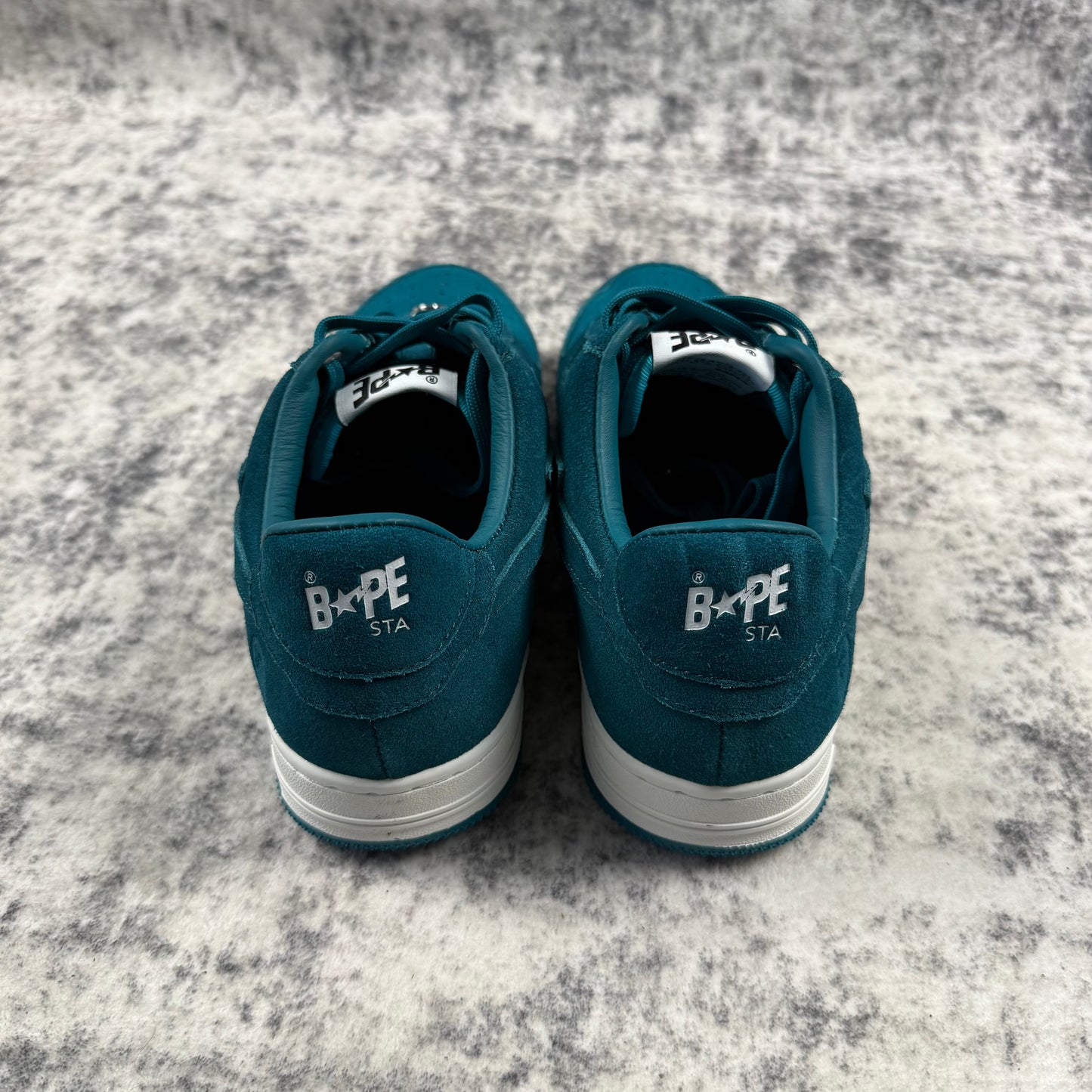 BAPE STA Teal Monotone Suede Low Top Sneakers