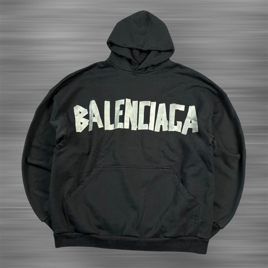 Balenciaga Tape Type Logo Distressed Hoodie