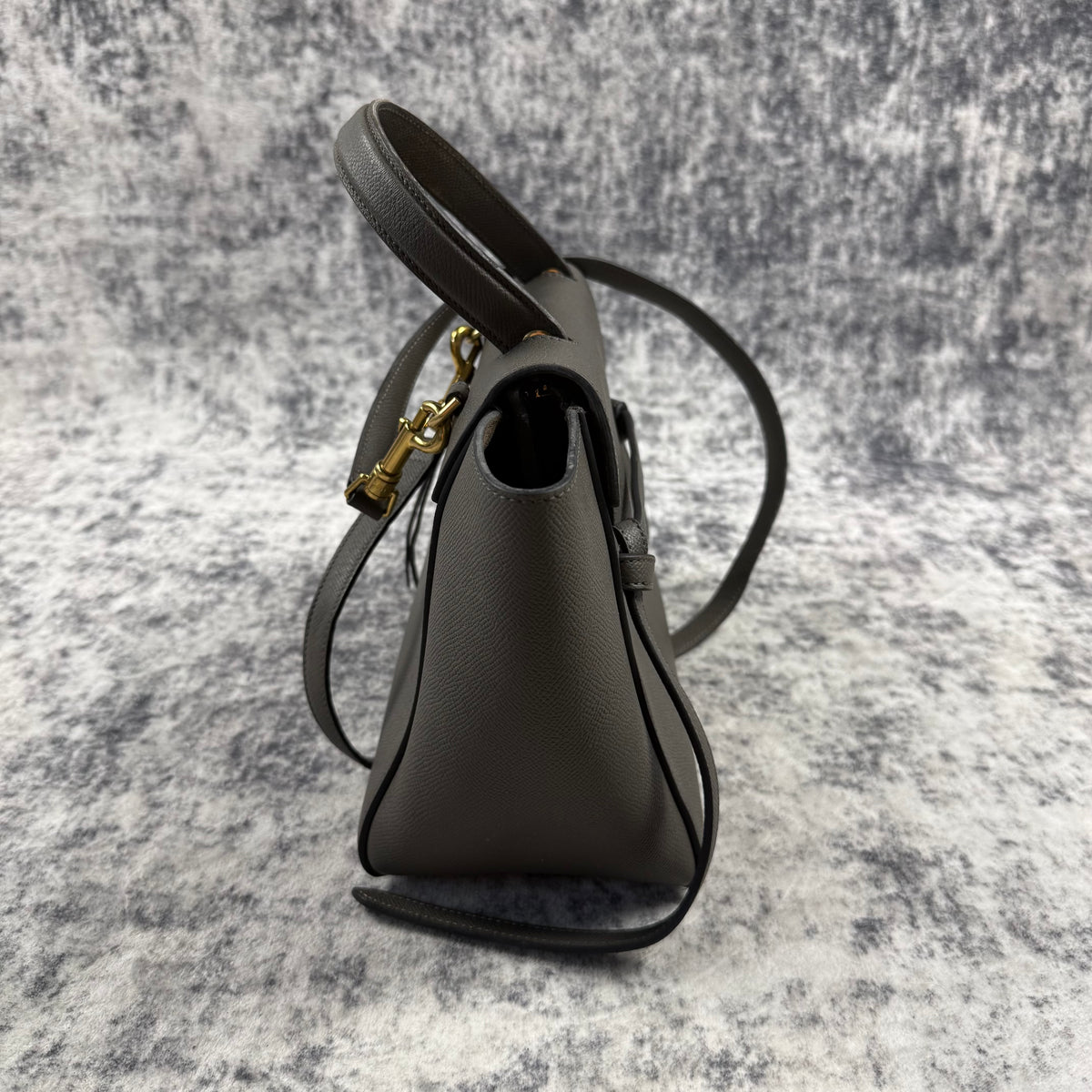 Celine Micro Belt Bag in Grey Grained Calfskin