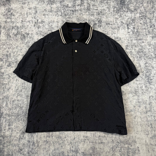 Louis Vuitton Monogram Moire Jacquard Short-Sleeved Silk Shirt