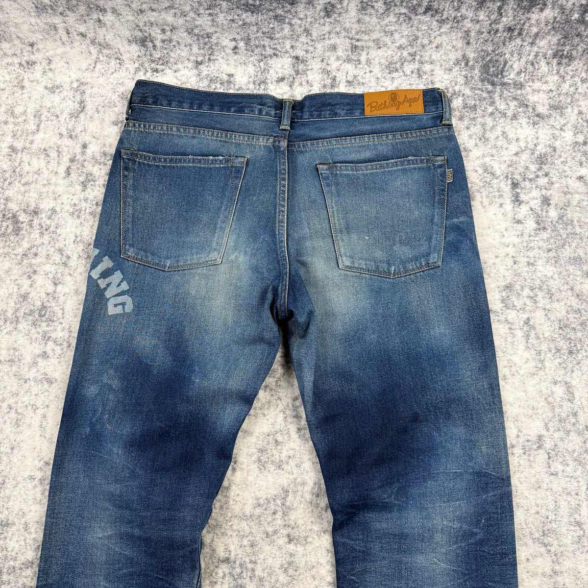 BAPE A Bathing Ape 2008 Type-05 Camo Patch Distressed Denim Jeans