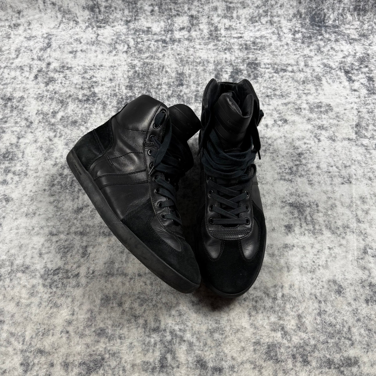 Dior Homme AW07 Hedi Slimane B48 Black Leather & Suede High Top Sneakers