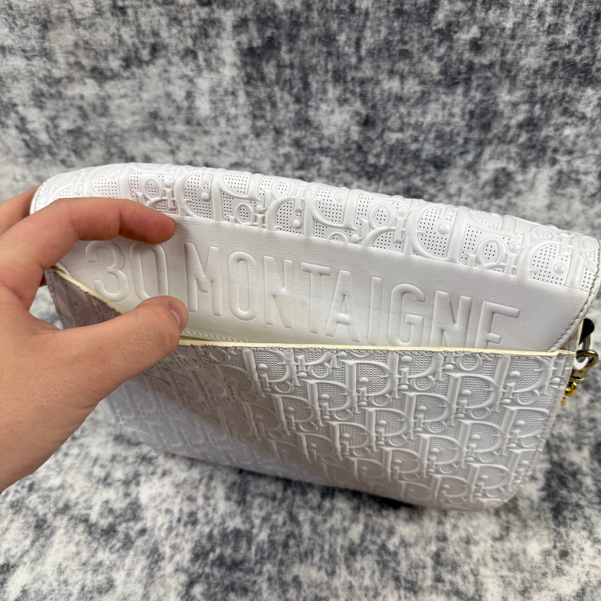 Christian Dior Medium Perforated Oblique Bobby Bag – White Calfskin