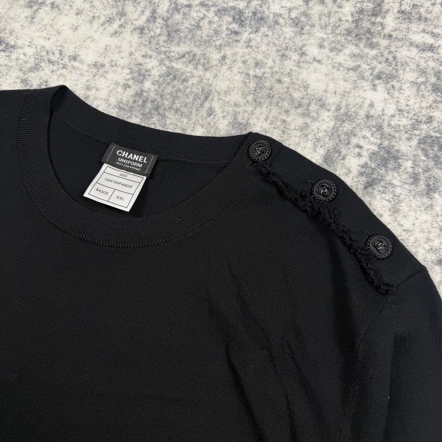 Chanel Uniform CC Button Shoulder Wool Blend Knit Long Sleeve