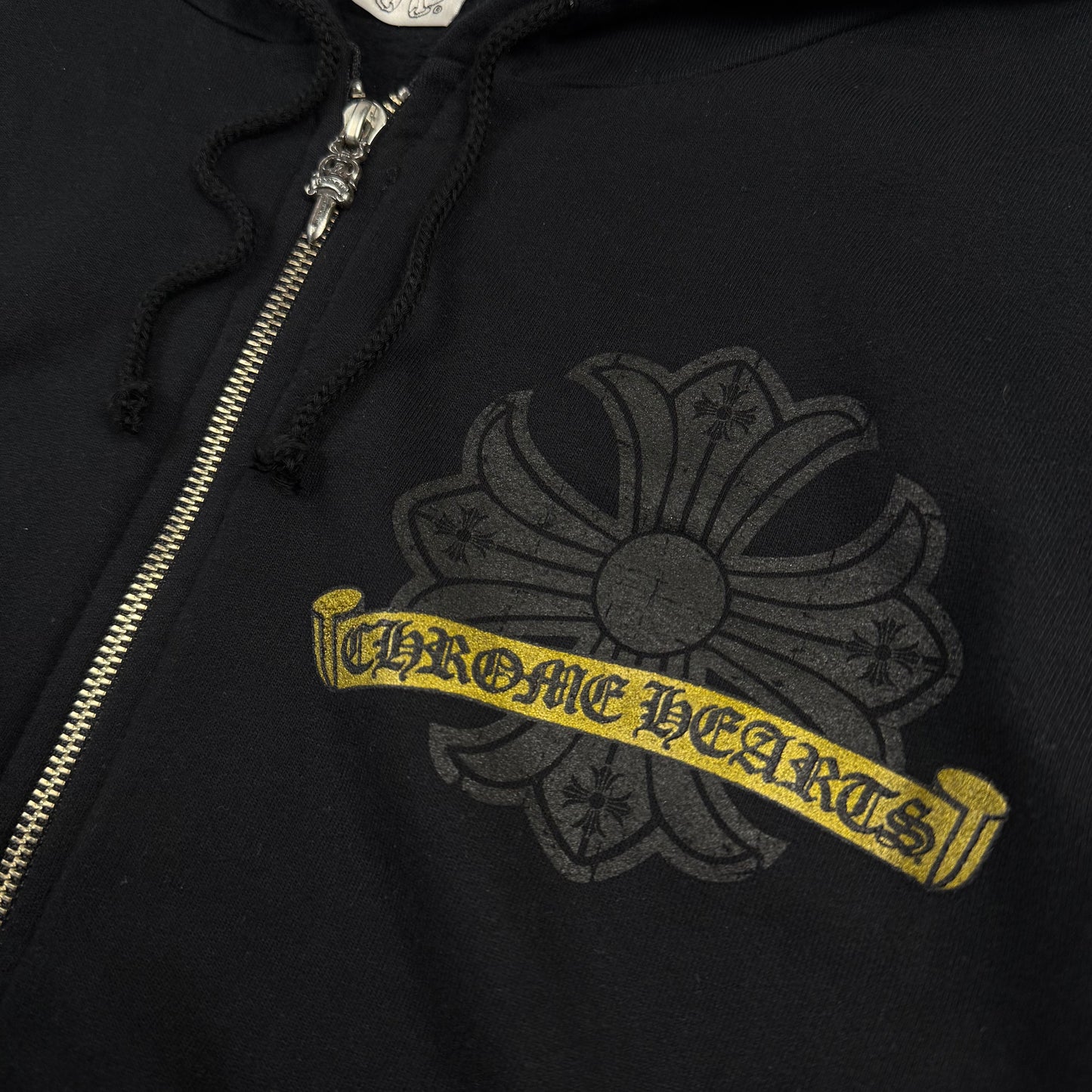 Chrome Hearts Vintage Gold Horseshoe Cross ‘Black’ Zip Up Hoodie
