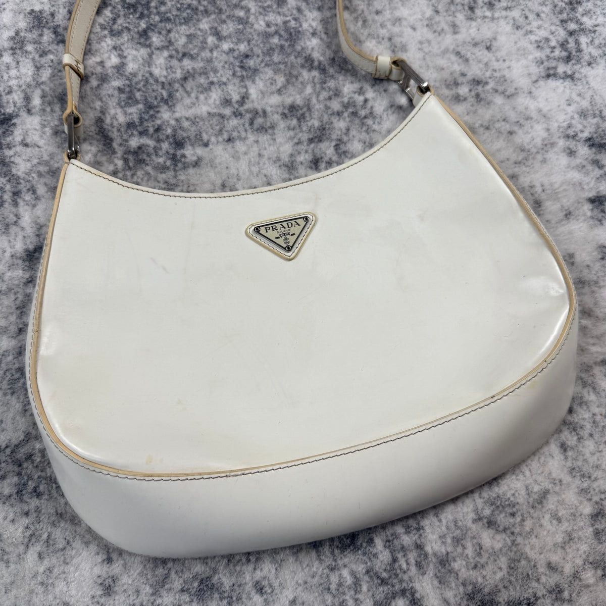 Prada Vintage White Leather Shoulder Bag