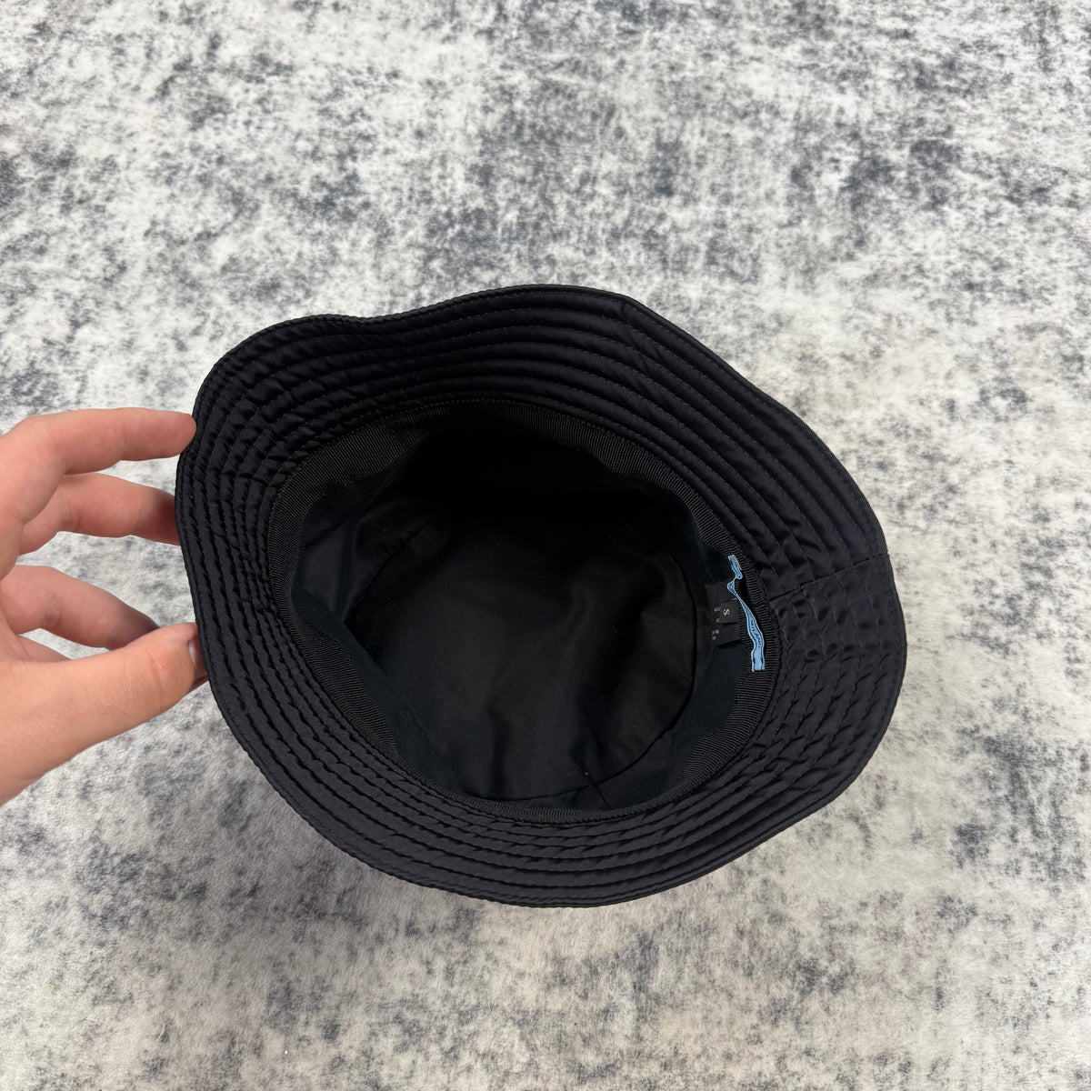 Prada Black Re-Nylon Triangle Logo Bucket Hat