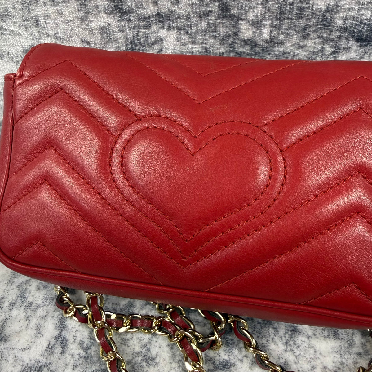 Gucci GG Marmont Red Matelassé Super Mini Bag
