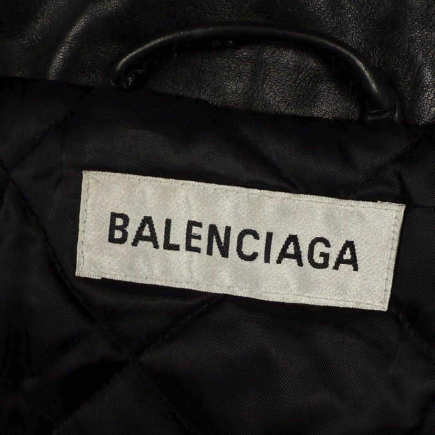 Balenciaga SS23 Leather Interlock Logo Biker Jacket