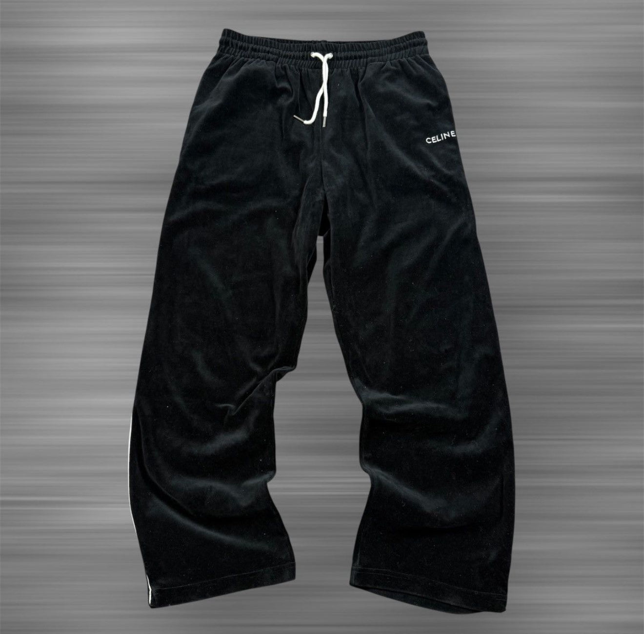 Celine Straight Leg Track ‘Black’ Velvet Pants