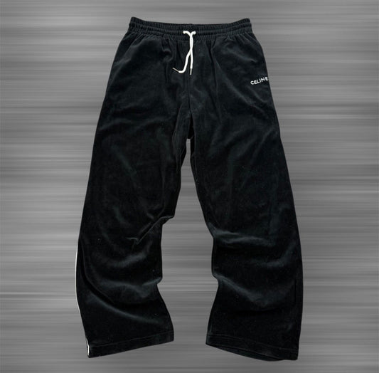 Celine Straight Leg Track ‘Black’ Velvet Pants