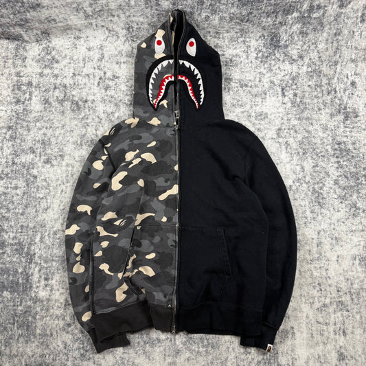 BAPE Shark Full Zip Hoodie ‘Glow in the Dark Camo Split Black’