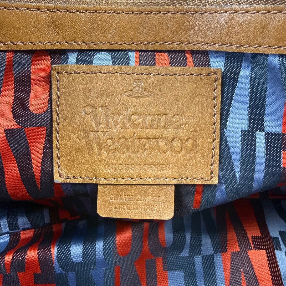 Vivienne Westwood Vintage Perforated Orb Leather Handbag