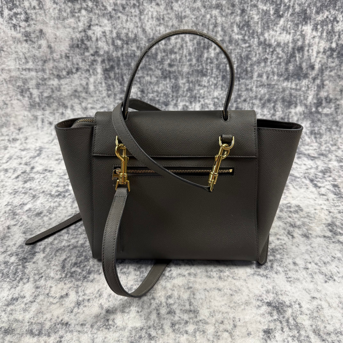 Celine Micro Belt Bag in Grey Grained Calfskin